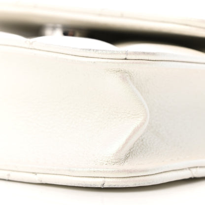 Chanel Iridescent Lambskin Quilted Coco Bow Clutch With Chain White 11 of 11