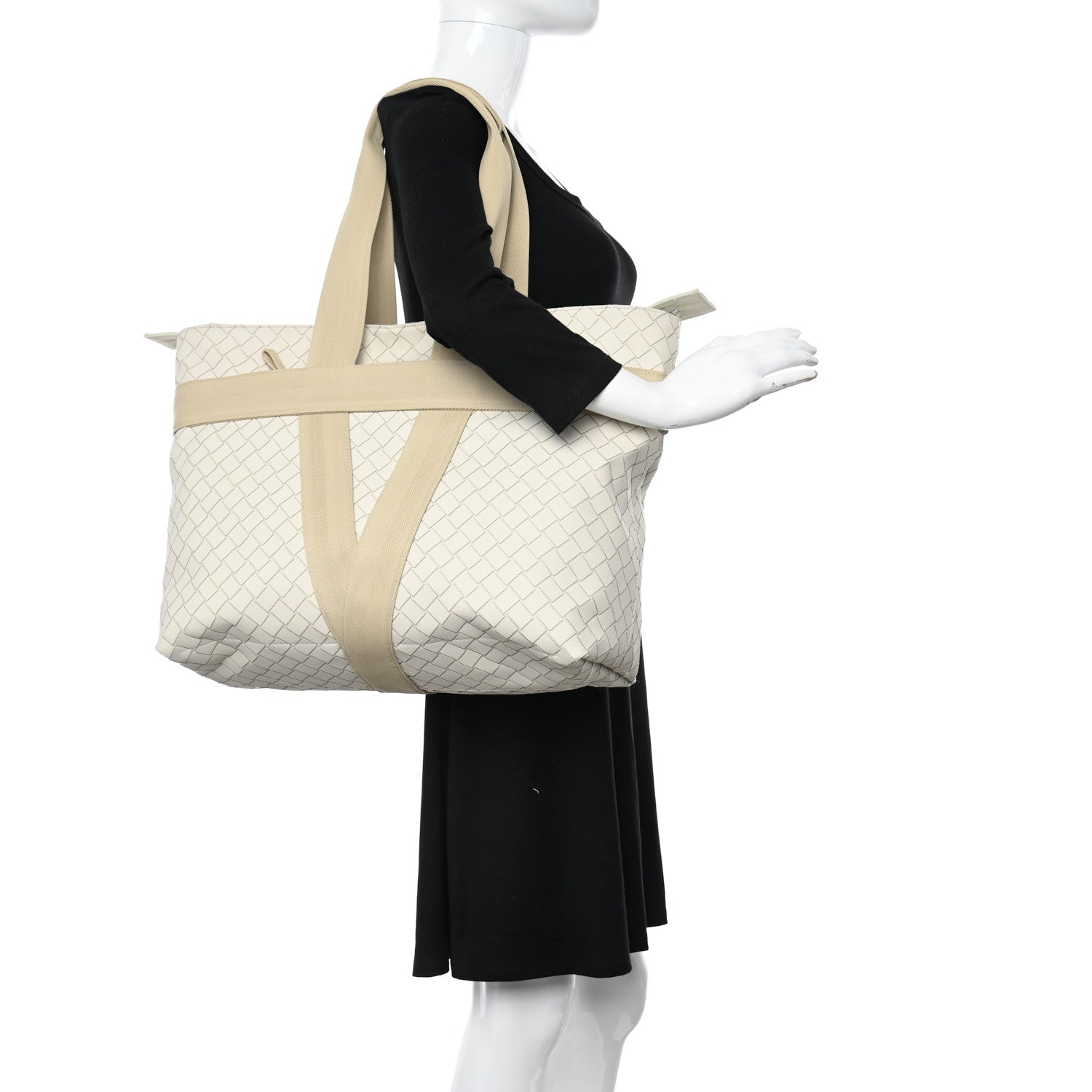 Bottega Veneta Intreccio Rubber East West Tote White 2 of 12