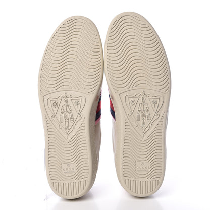 Gucci Calfskin Ayers Web Flames Embroidered Mens Ace Sneakers 10.5 Off White 5 of 9