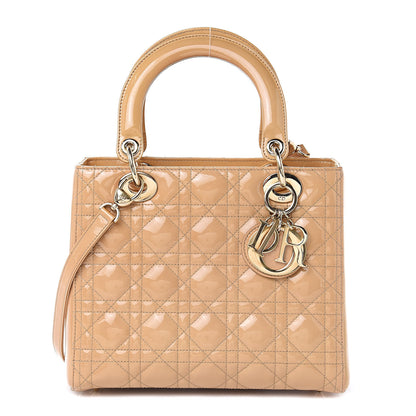 Christian Dior Patent Cannage Medium Lady Dior Beige 1 of 11