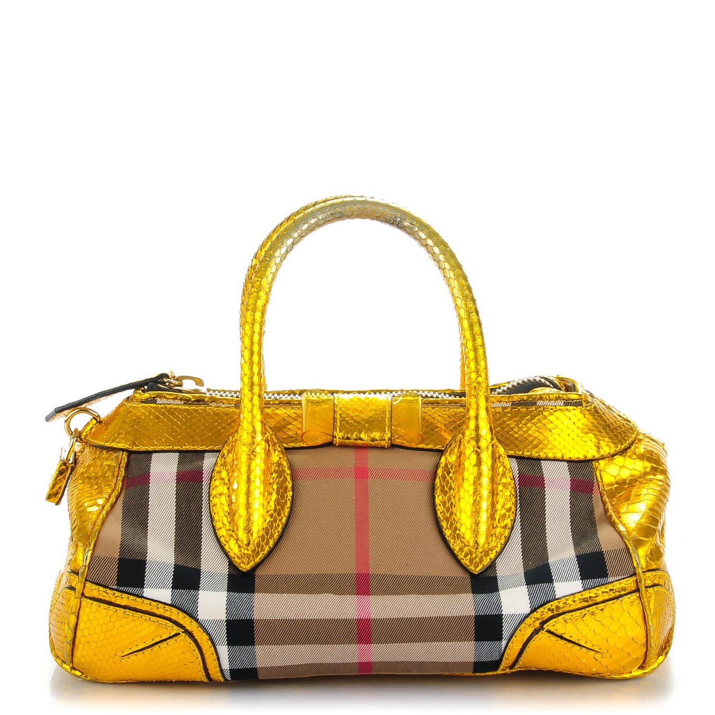 Prorsum House Check Python Medium Blaze Satchel Gold Metallic