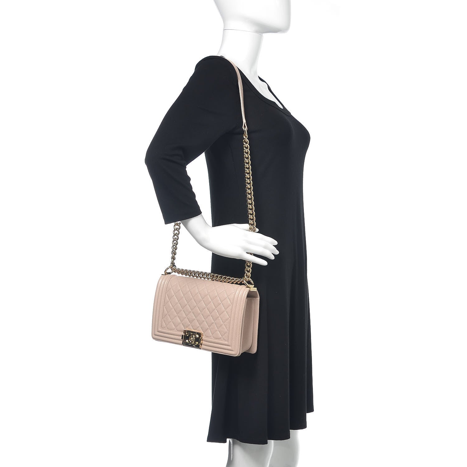 Chanel Caviar Quilted Medium Boy Flap Beige 2 of 13