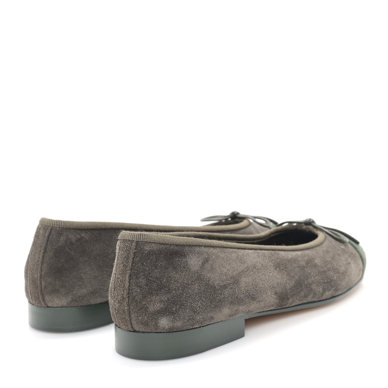 Chanel Suede Cap Toe CC Ballerina Flats 36.5 Grey Green 5 of 9