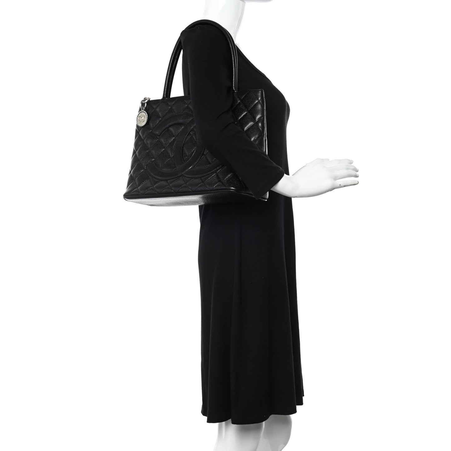 Caviar Quilted Medallion Tote Black