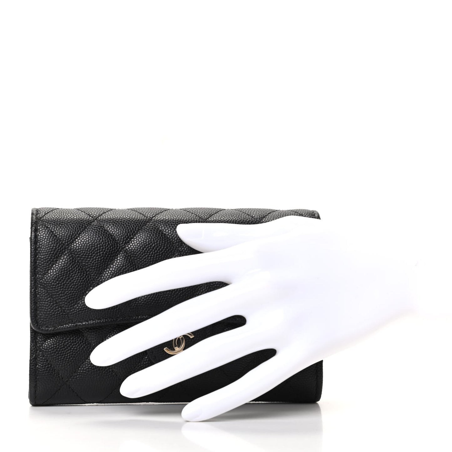 Caviar Quilted Medium Flap Wallet Black