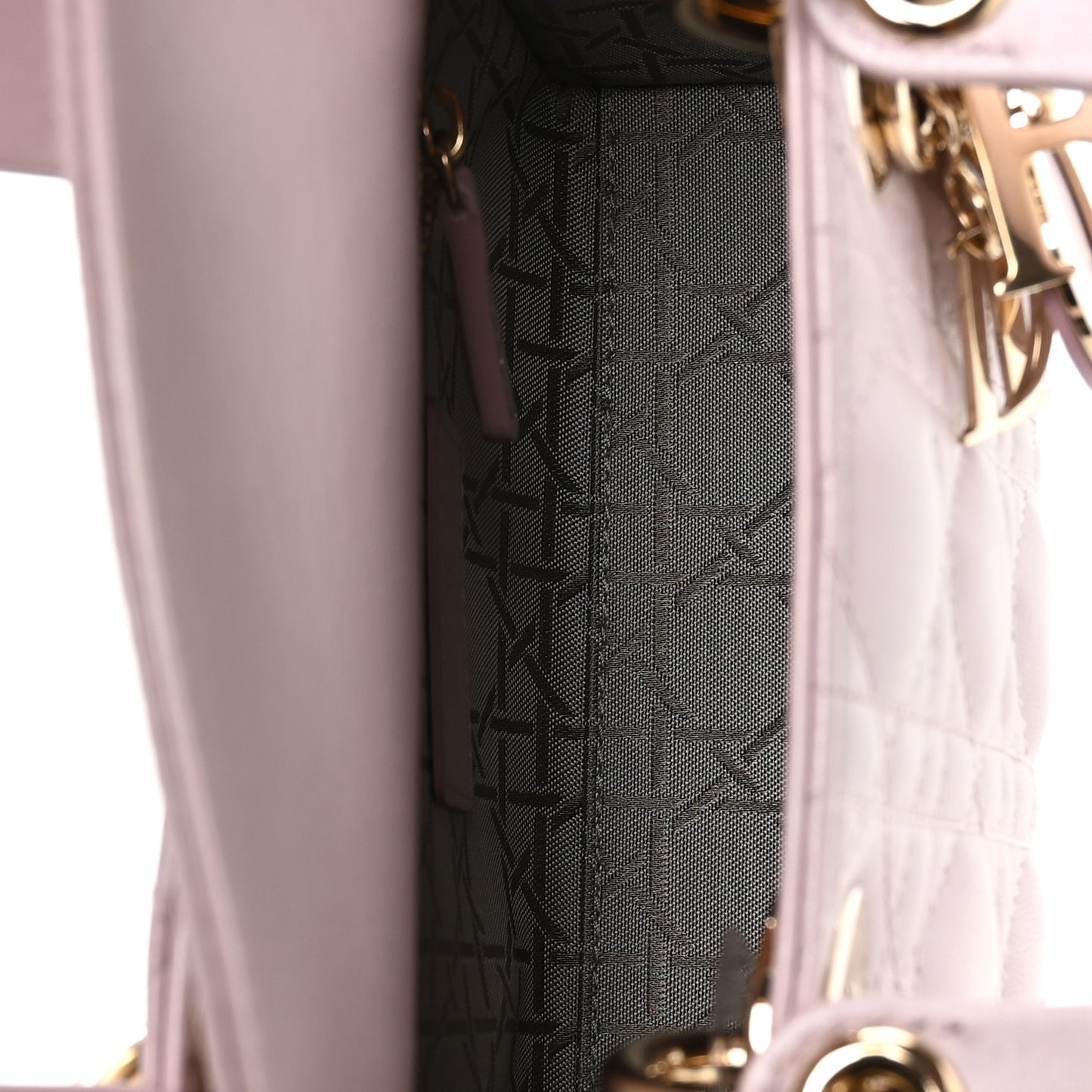 Metallic Lambskin Cannage Mini Lady Dior Lotus