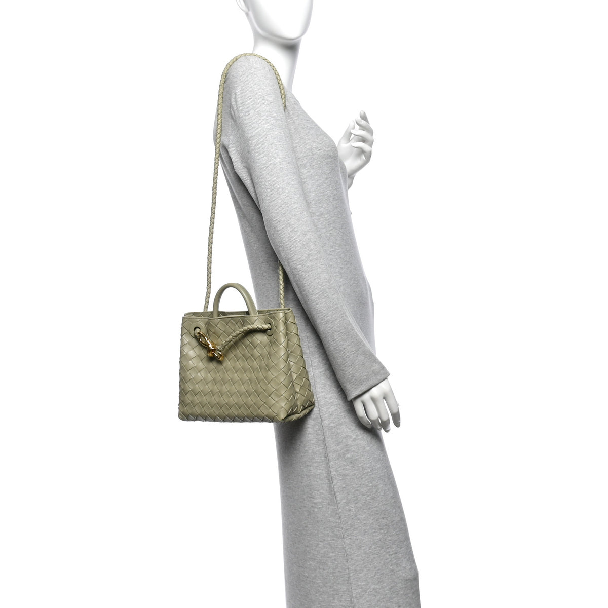 Nappa Intrecciato Small Andiamo Shoulder Bag Travertine