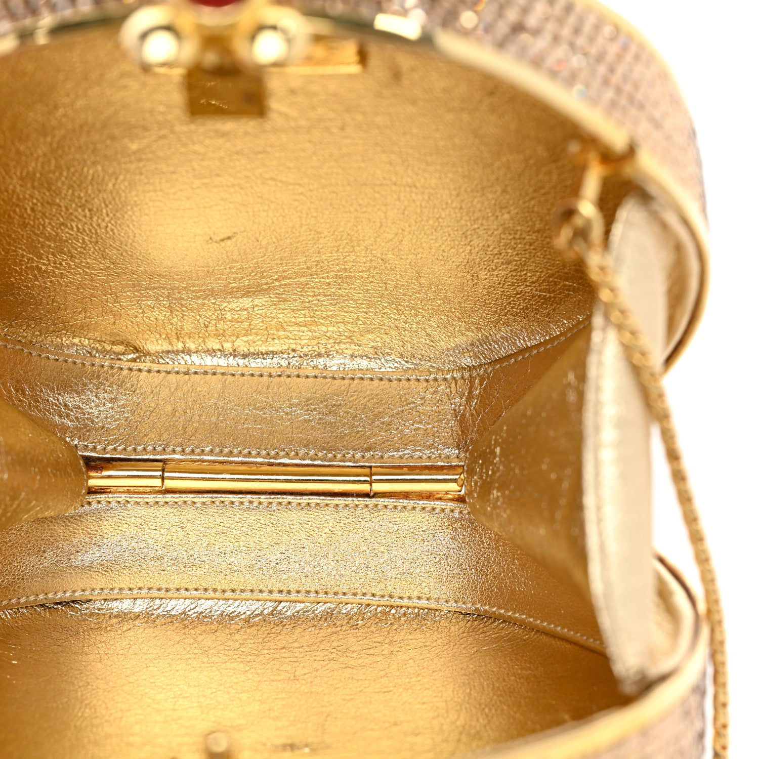Judith Leiber Swarovski Crystal Minaudiere Clutch Gold 5 of 11