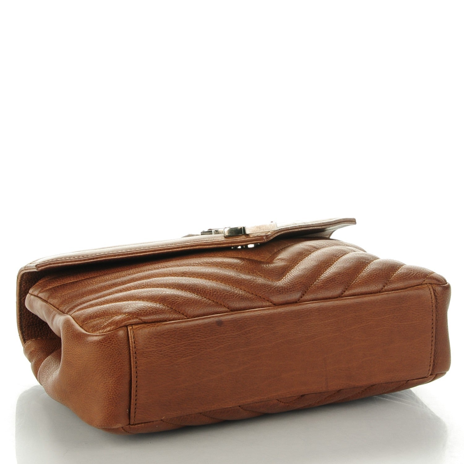 Saint Laurent Calfskin Matelasse Chevron Monogram Medium College Bag Cognac 4 of 9