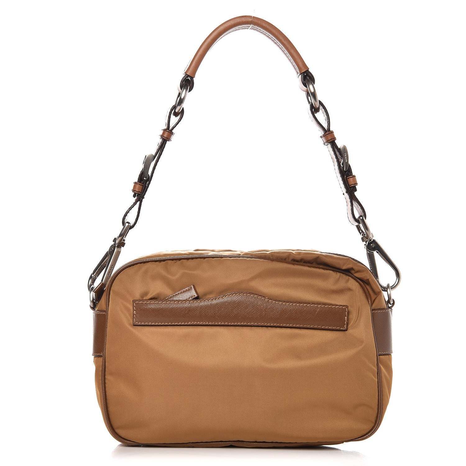 Prada Tessuto Nylon Saffiano Shoulder Bag Tobacco 1 of 8