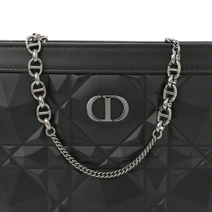 Christian Dior Calfskin Macrocannage Diamond Caro Zipped Pouch With Chain Black 8 of 14