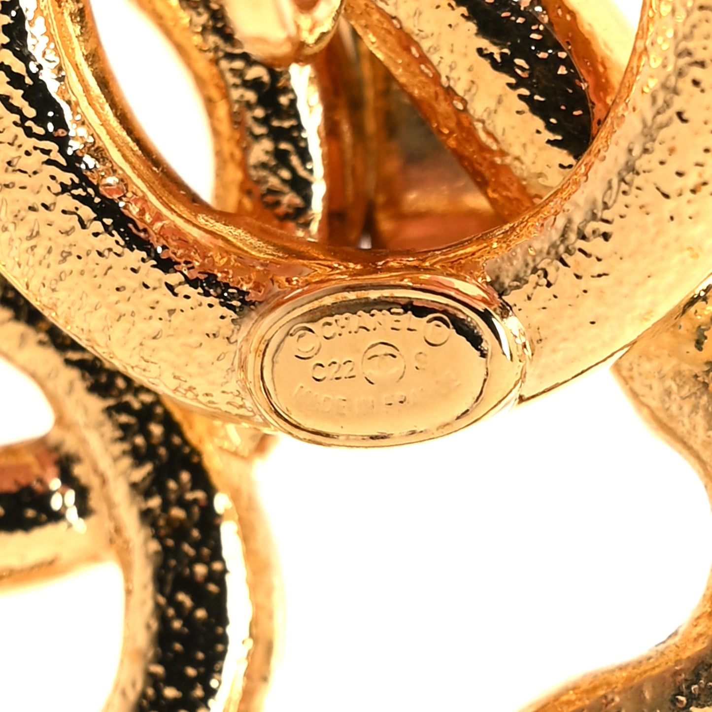 Enamel CC Drop Clip On Earrings Gold White Black