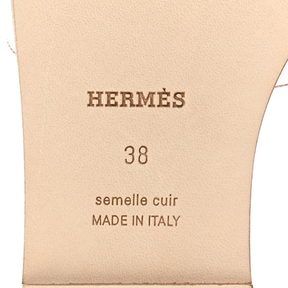 Hermes Box Calfskin Oran Sandals 38 White 6 of 9