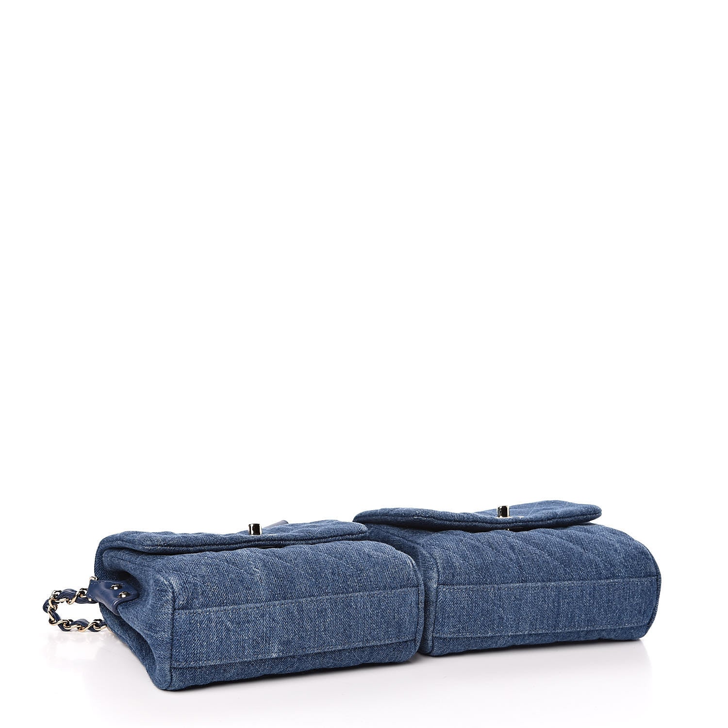 Chanel Denim Quilted Side Packs Blue 5 of 13