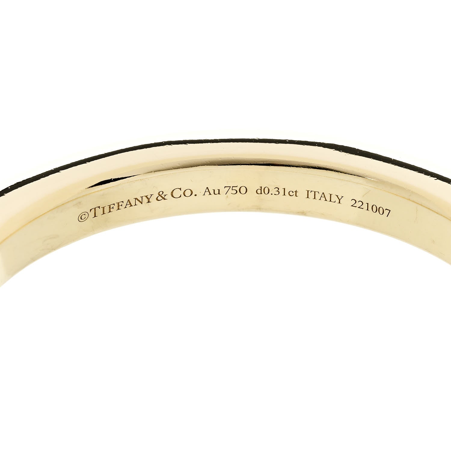 Tiffany 18K Yellow Gold Diamond Tiffany Lock Bangle Bracelet