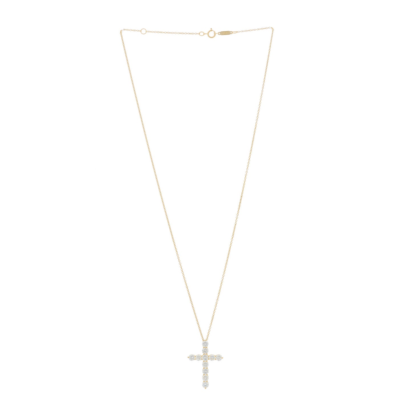 18K Yellow Gold Diamond Large Cross Pendant Necklace