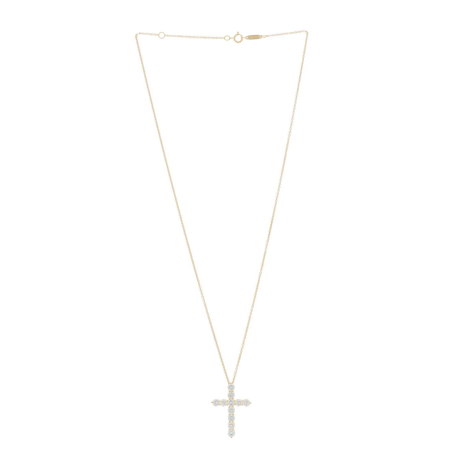 Tiffany 18K Yellow Gold Diamond Large Cross Pendant Necklace 2 of 5
