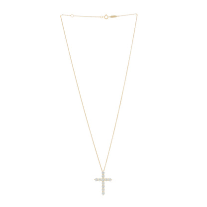 Tiffany 18K Yellow Gold Diamond Large Cross Pendant Necklace 2 of 5