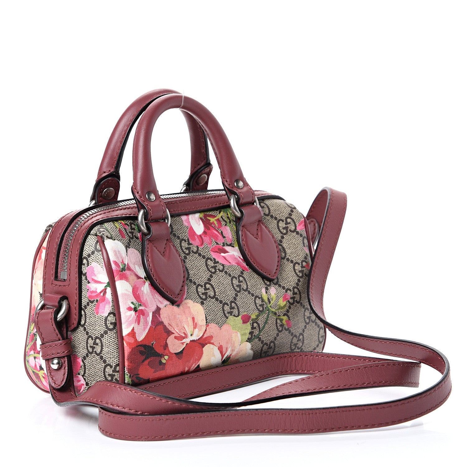 Gucci GG Supreme Monogram Blooms Mini Boston Beige Multicolor Dry Rose 2 of 12