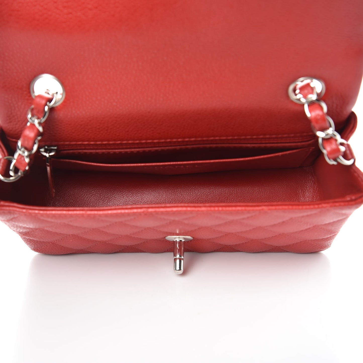 Caviar Quilted Mini Rectangular Flap Red
