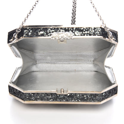 Judith Leiber Crystal Minaudiere Bow Clutch Black Silver 5 of 13