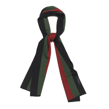 Gucci Silk Wool Web Scarf Black Red Green 1 of 3