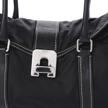 Prada Tessuto Nylon Twist Soft Calfskin Shoulder Bag Black 9 of 10