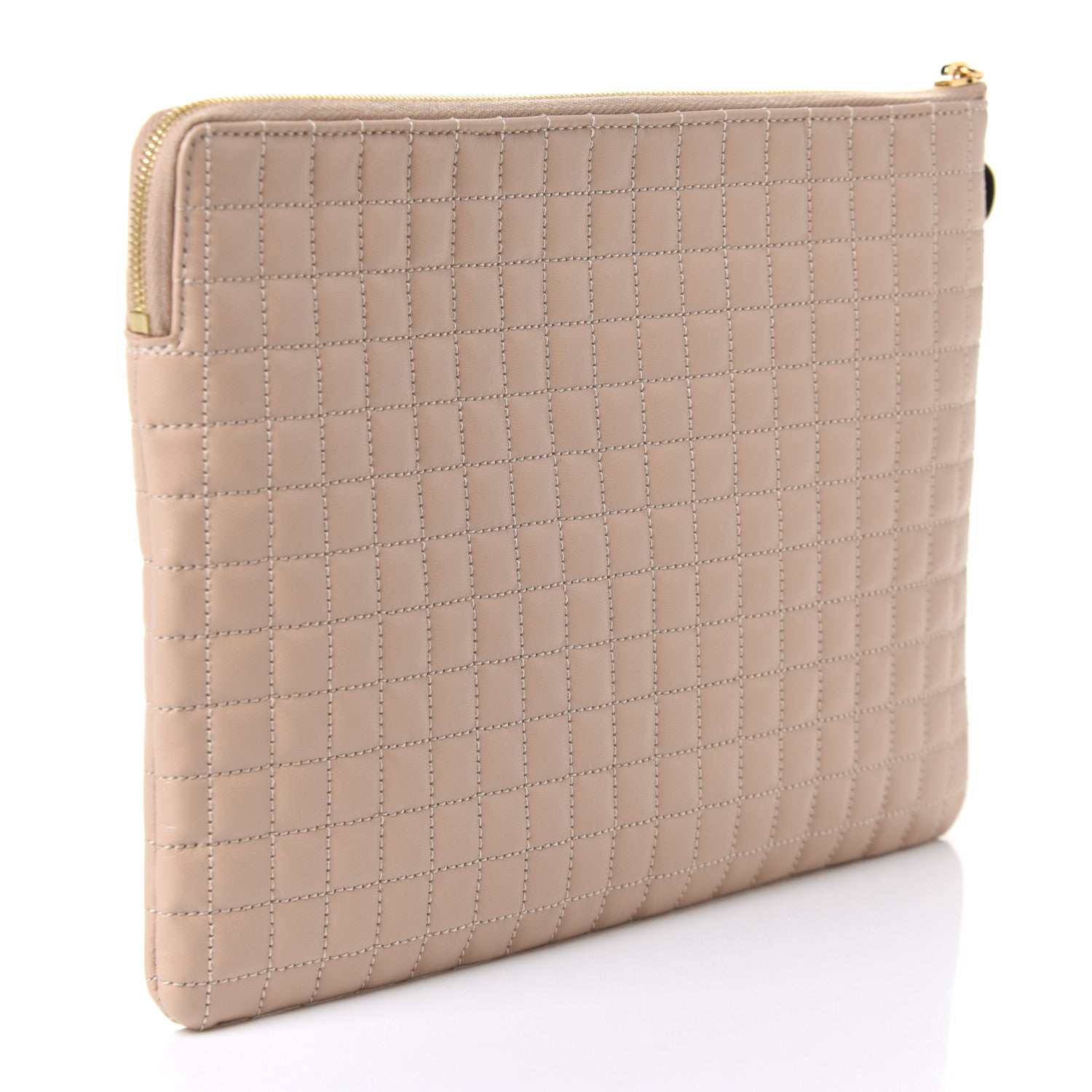 Celine Calfskin Quilted C Charm Pouch Nude 3 of 8