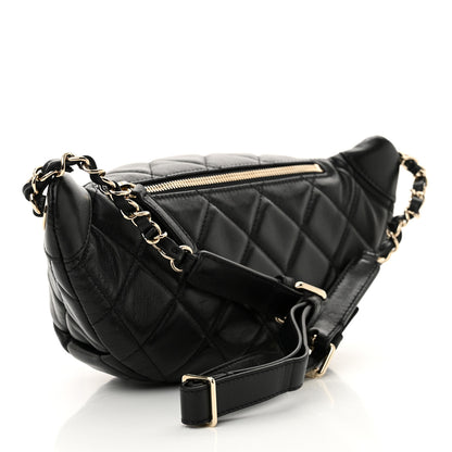 Chanel Lambskin Quilted Waist Bag Fanny Pack Black 3 of 10