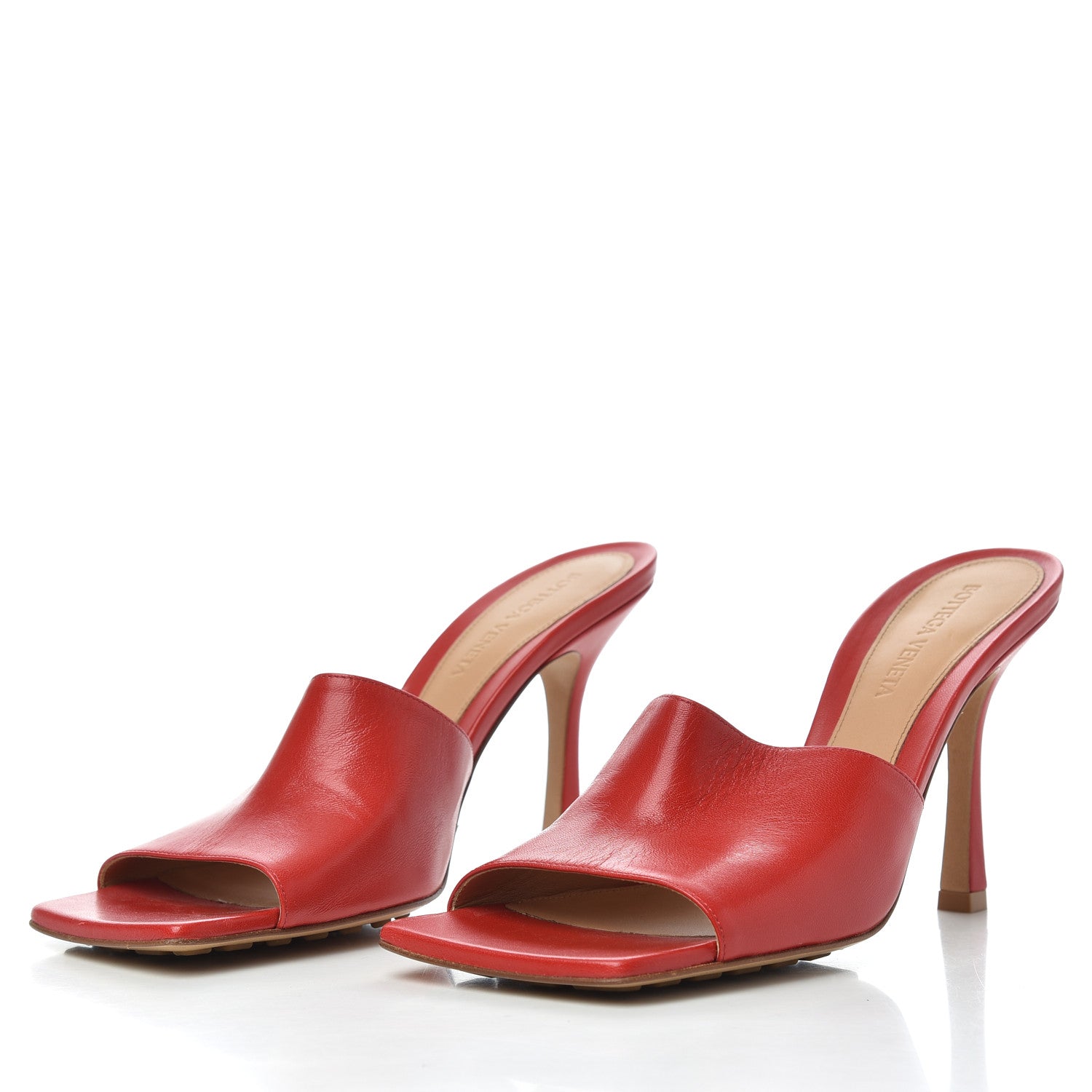 Bottega Veneta Lambskin Stretch Mule Sandals 38 Bright Red 3 of 8