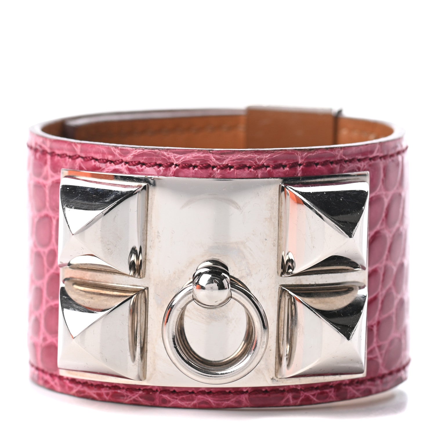 Hermes Shiny Alligator Collier De Chien CDC Bracelet S Fuchsia 1 of 6