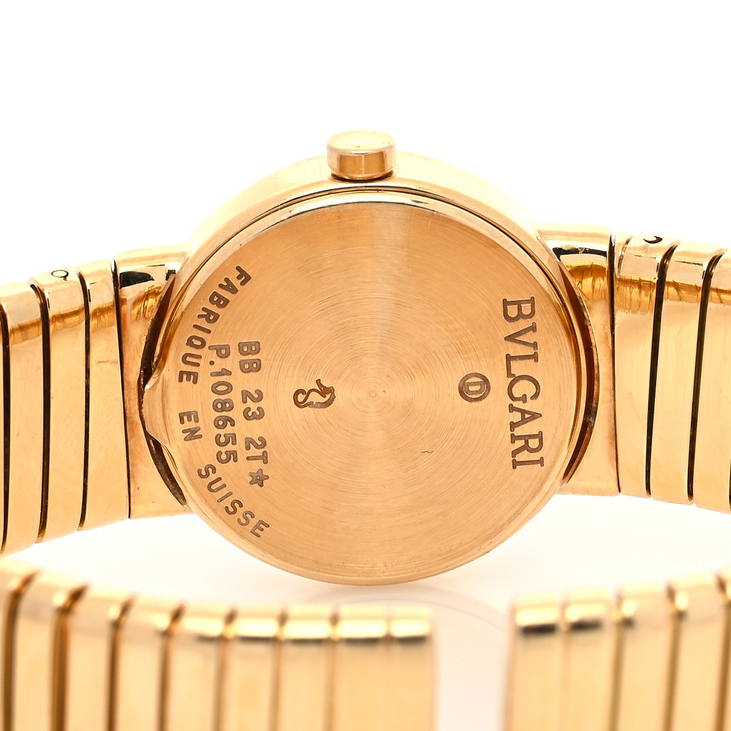 Bulgari 18K Yellow Gold 23mm Tubogas Quartz Watch Black 4 of 5