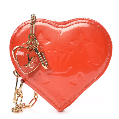 Louis Vuitton Vernis Heart Coin Purse Orange Sunset 1 of 8