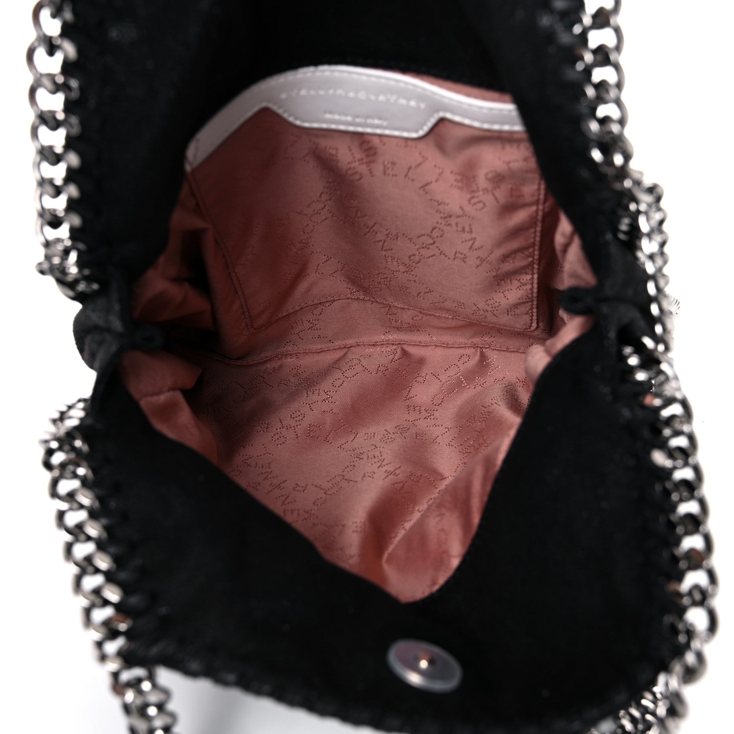 Stella McCartney X ED CURTIS Shaggy Deer Logo Embroidered Mini Falabella Fold Over Tote Black 6 of 9