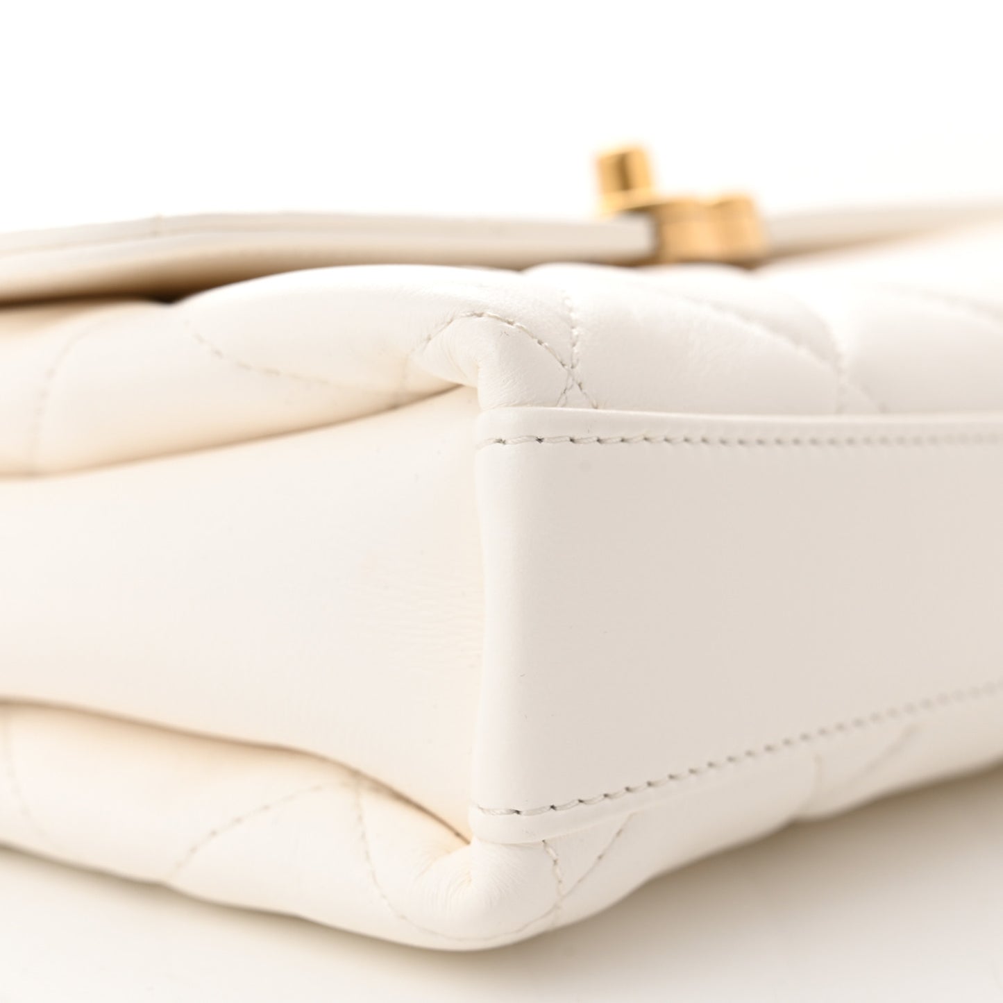 Lambskin Quilted Small CC Crystal Logo Chain Flap White