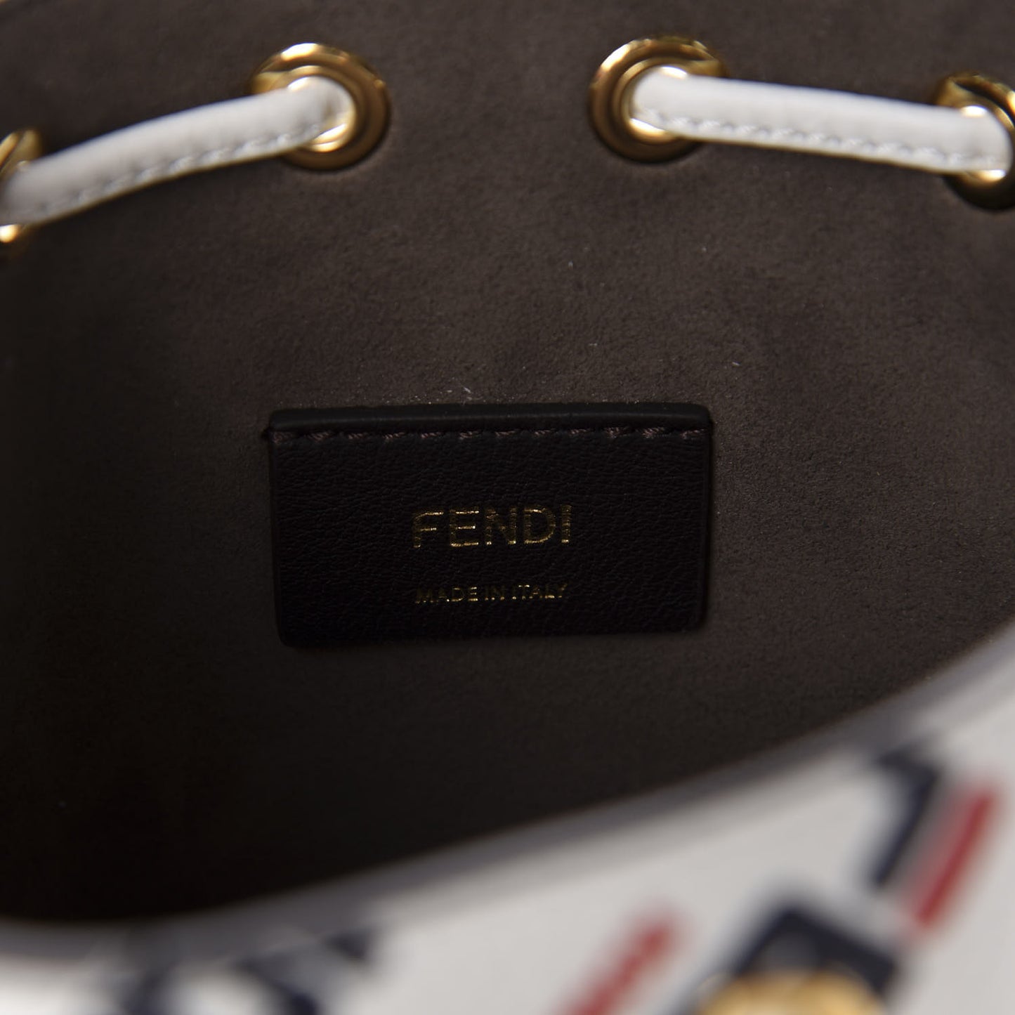 X FILA Calfskin F is Fendi Mania Fringe Mini Mon Tresor Bucket Bag White