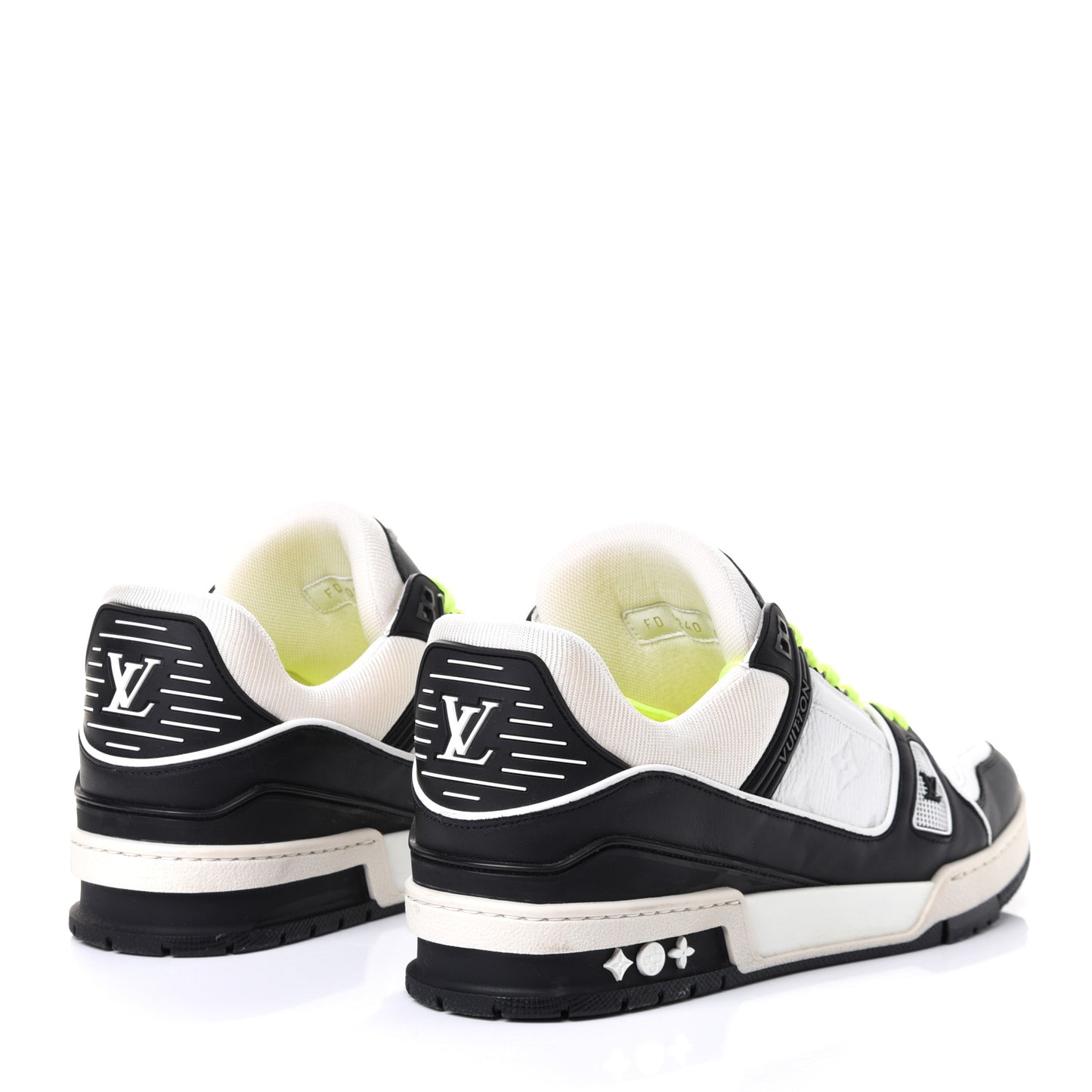 Calfskin Patent Mens LV Trainer Sneakers 9 White Black 8