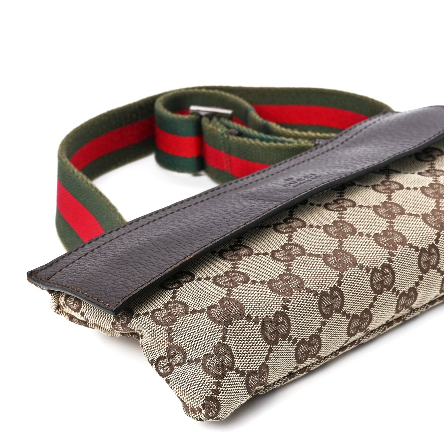 Monogram Web Belt Pouch Bag Brown