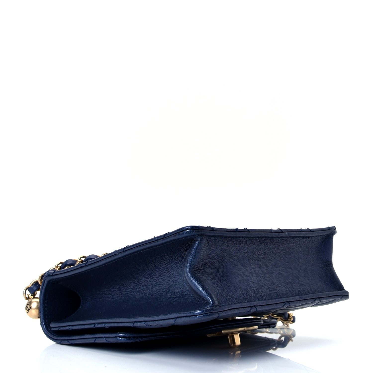 Chanel Iridescent Lambskin Quilted Chic Pearls Flap Navy Blue 3 of 4