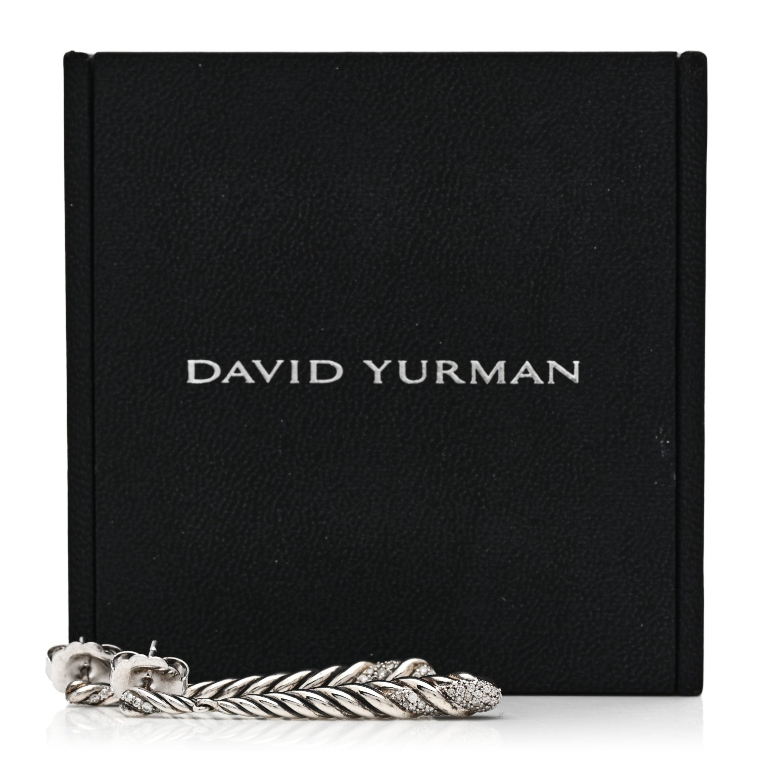 David Yurman Sterling Silver Diamond Willow Drop Earrings 6 of 6