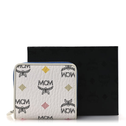 MCM Skyoptic Visetos Mini Zip Around Wallet White 9 of 9