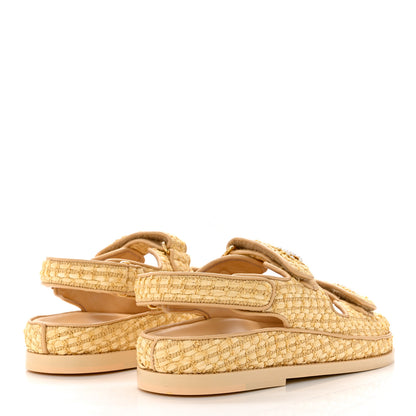 Chanel Braided Fabric Velcro Dad Sandals 37.5 Beige 4 of 8