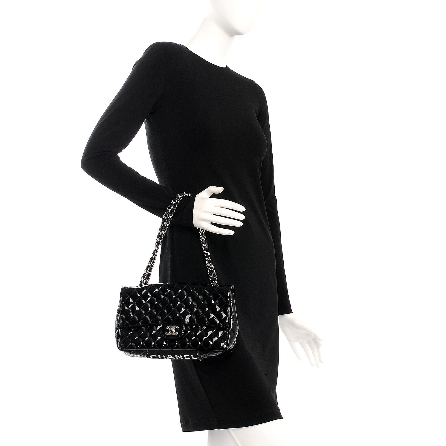 Chanel Patent Quilted Secret Label Medium Flap Black 2 of 10