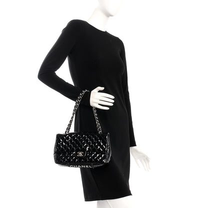 Chanel Patent Quilted Secret Label Medium Flap Black 2 of 10