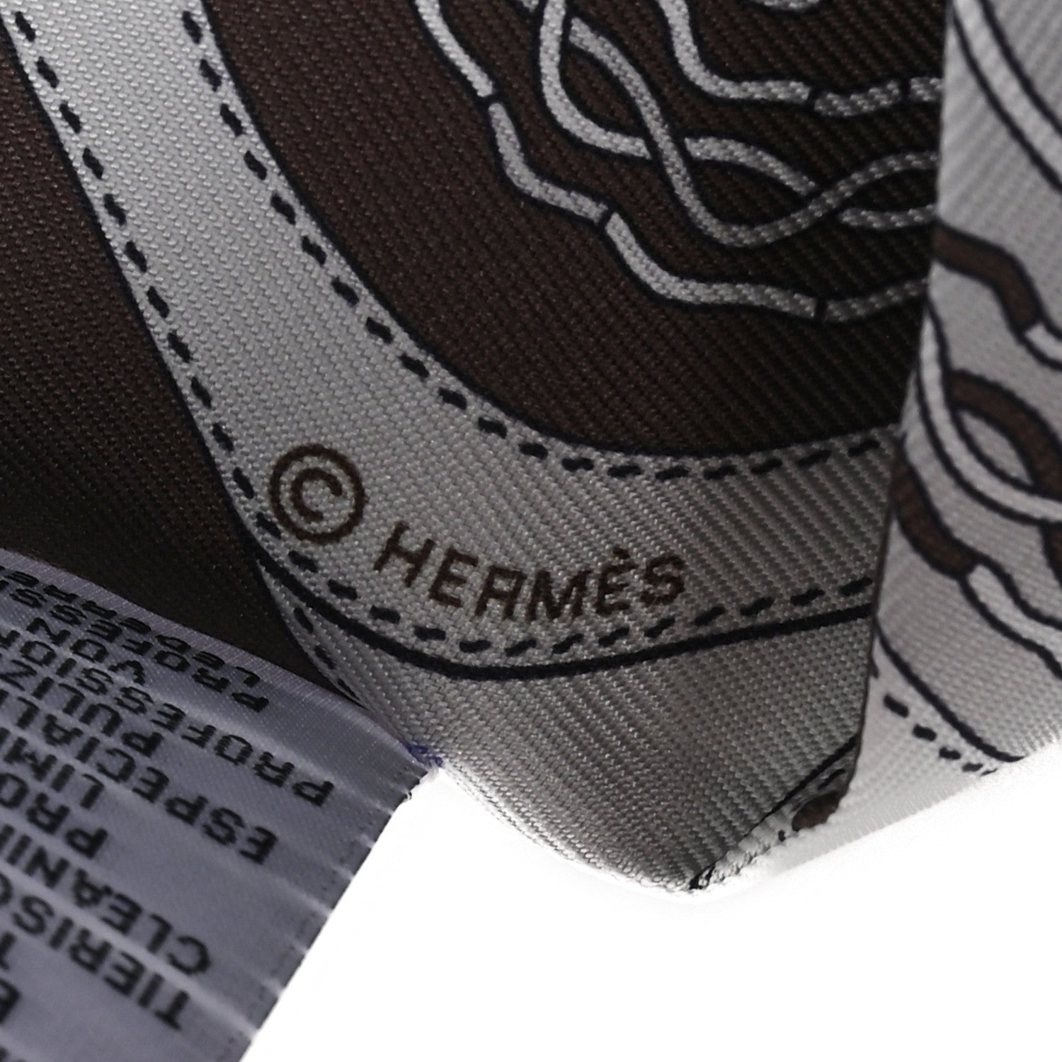 Hermes Silk Festival Des Amazones Bandana Fringed Twilly Craie Brun 4 of 4