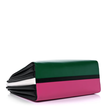Prada City Calfskin Medium Colorblock Bibliothèque Tote Green Pink 4 of 9