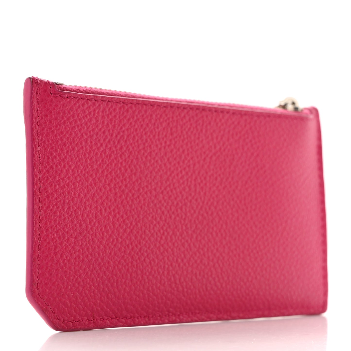 Grained Calfskin 5 Fragments Zip Pouch Card Holder Bubblegum