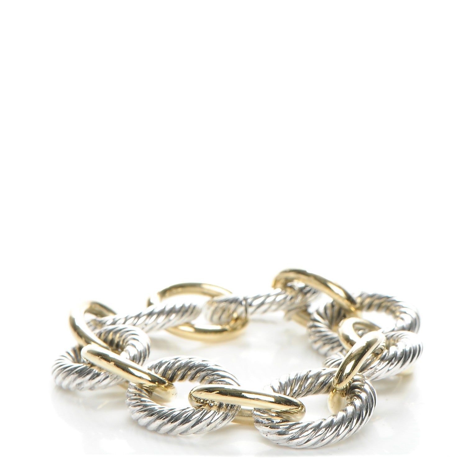David Yurman Sterling Silver 18K Yellow Gold 17mm Extra Large Oval Link Bracelet 1 of 5