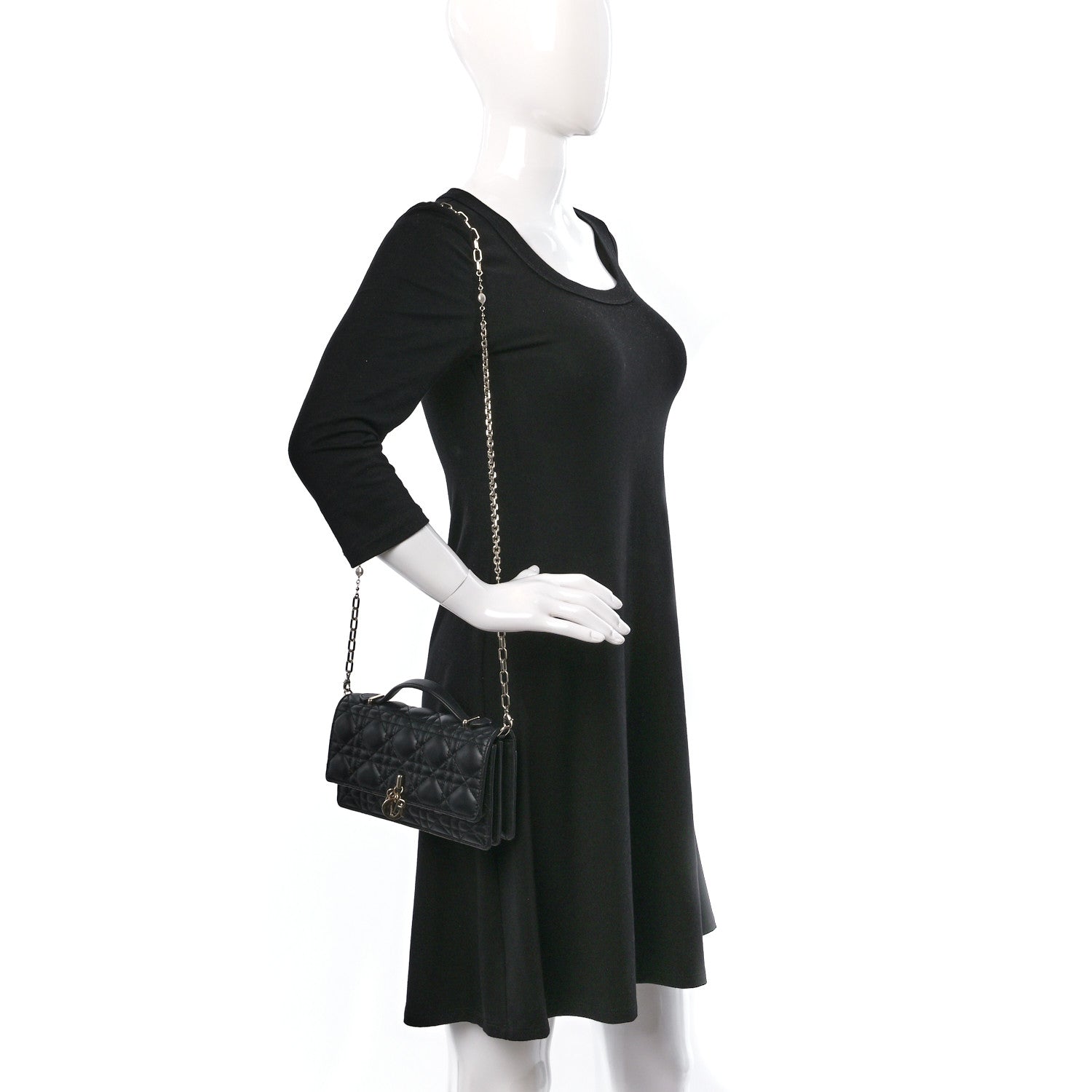 Christian Dior Lambskin Cannage Mini My Dior Bag Black 2 of 9