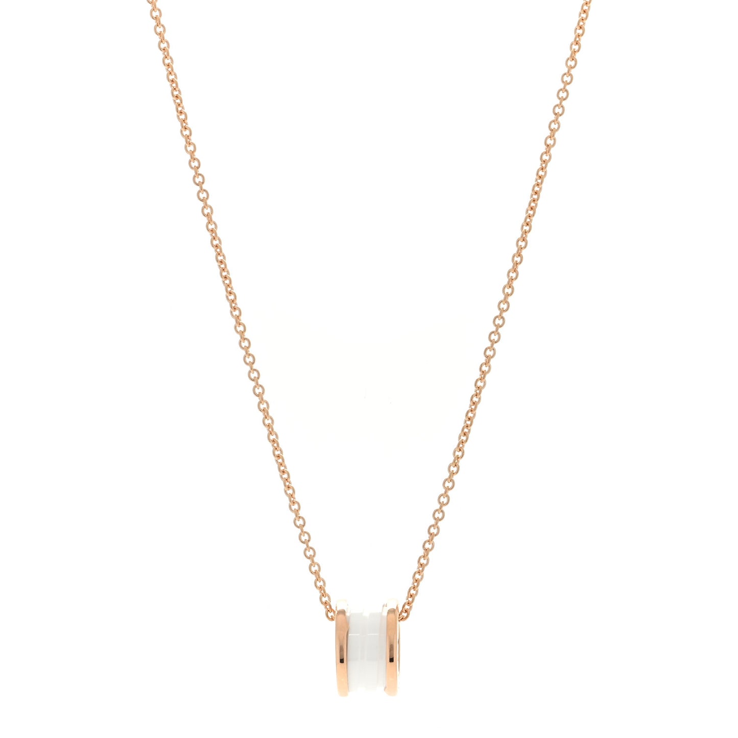 18K Rose Gold White Ceramic B.Zero1 Pendant Necklace